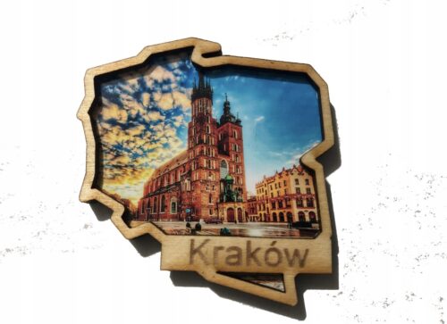 Magnes drewniany Mapa Polski + Twoja miejscowość